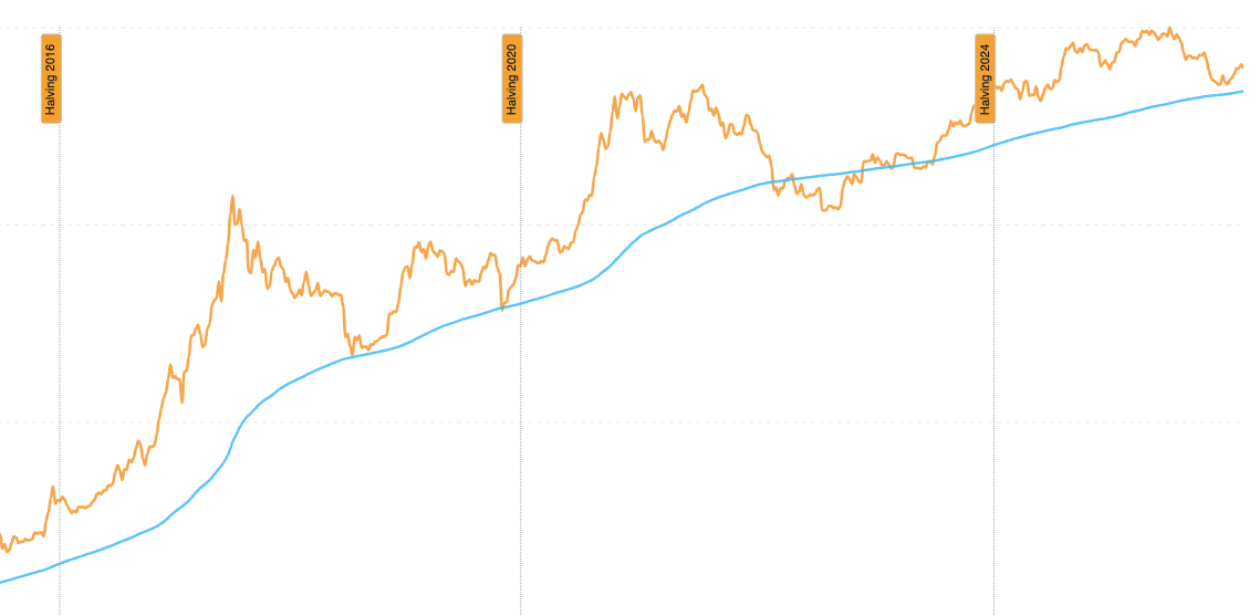 Bitcoin 200 Week Moving Average Heatmap